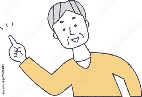 ポイントを説明するシニア男性