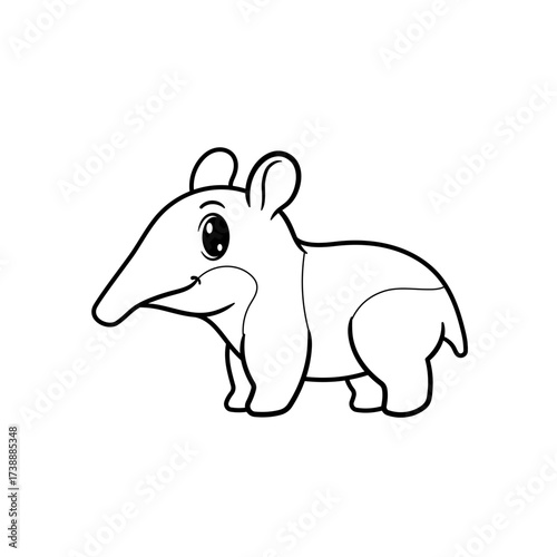 Cute tapir cartoon coloring book