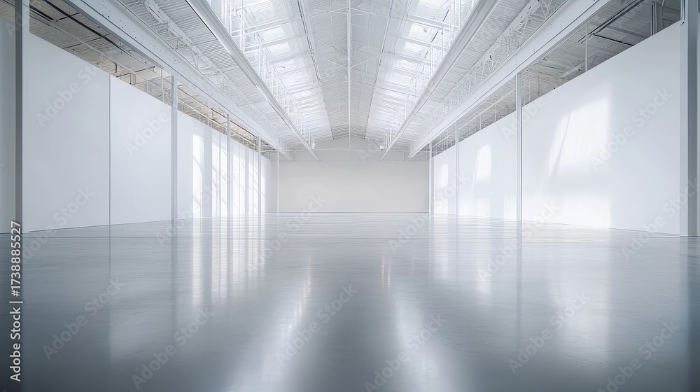 Fototapeta premium A large white room with a long ceiling