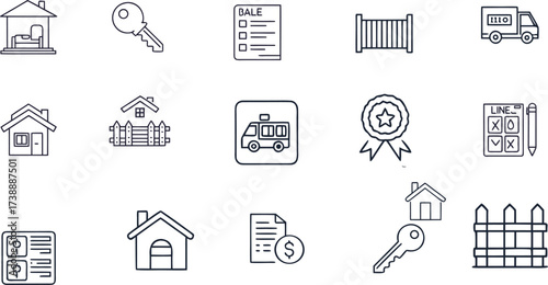 housing line editable icon set