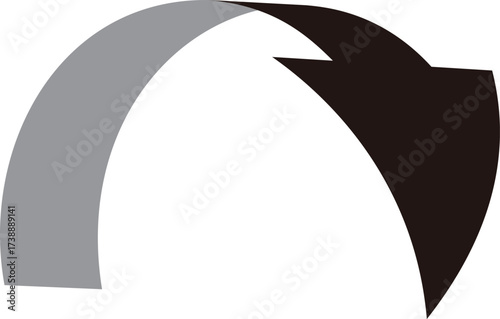 3D風の曲線の矢印、単体、黒
3D style curved arrow, single, black