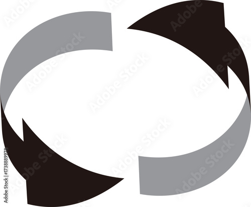 3D風の曲線の矢印、単体、黒
3D style curved arrow, single, black
