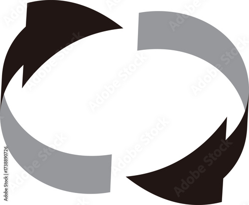 3D風の曲線の矢印、単体、黒
3D style curved arrow, single, black