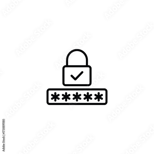 Secure Password Authentication Validated with Lock and Checkmark Depicting Security and Access Control for Sensitive Data Safeguarding