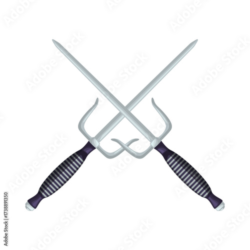 Sai icon vector illustration, sai clip art, sai pointed melee weapon, martial arts training equipment, handheld traditional weapon used in martial arts practice