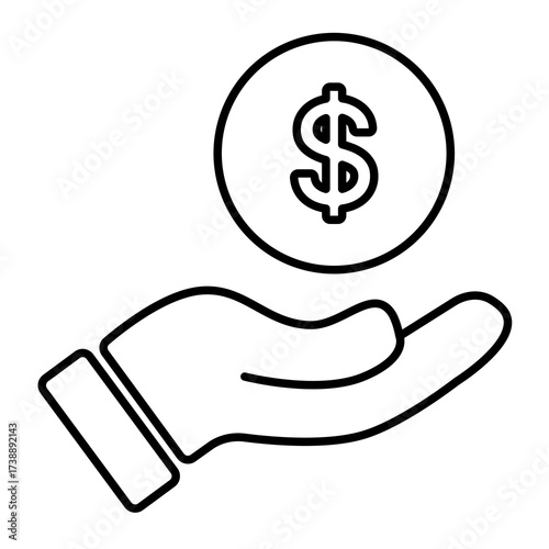 Hand Holding a Dollar Illustrative Concept of Financial Support and Investment in a Minimalist Design