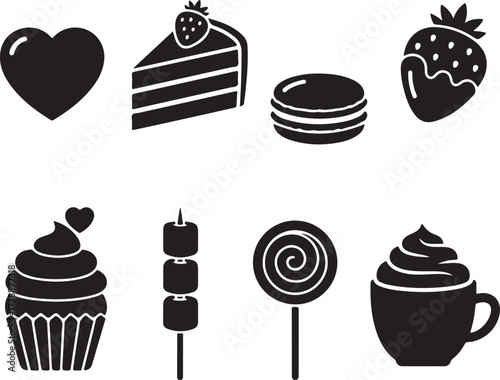 Delicious Dessert Collection: A delightful assortment of sweet treats, presented in a minimalist design, showcasing a variety of tempting delicacies, perfect for any dessert lover.