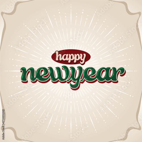 Lettering Happy New Year Spread festive Cheer, Perfect For Banners, ocial media, greeting cards, and seasonal promotions now, etc