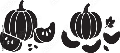 Pumpkin Silhouette: A captivating silhouette of pumpkins, seeds, and leaves, evoking the essence of autumn and harvest festivals, with a clean, minimalistic aesthetic.