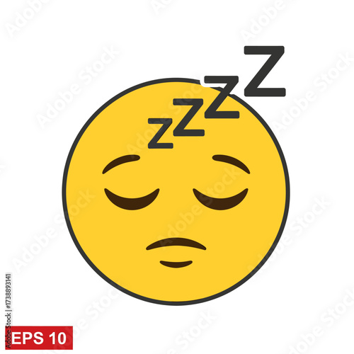 Sleeping Emoji Face with Zzz Symbols Illustration.