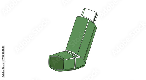 Stylized green inhaler illustration for respiratory health awareness and education materials