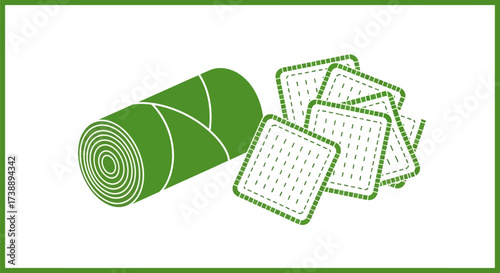 Clean simplicity: A minimalist illustration of cotton roll and cleansing pads for personal care