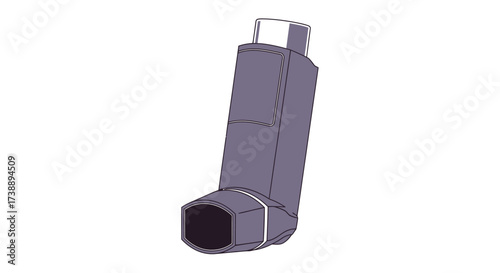 Stylized illustration of a compact inhaler, medication delivery concept for respiratory health