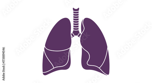Conceptual purple lung design offering a visual representation of pulmonary health and anatomy for