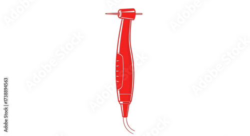 Stylized red dental handpiece illustration for medical equipment design resources