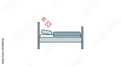 Simple graphic illustration of a hospital bed implying treatment and care assistance