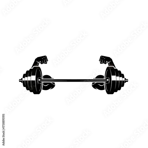 Illustrative barbell lift showcasing powerful arms strength training emblem