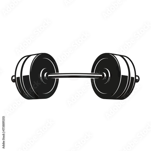 Monochrome gym instrument illustration, highlighting fitness and muscular strength