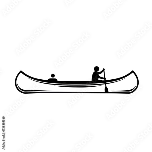 Minimalist canoe voyage: Symbolic illustration of paddling and togetherness on the water