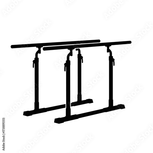 Silhouette of Gymnastic Parallel Bars Equipment Against a White Background Ready for Athletes