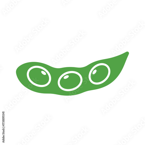 Minimalist edamame pod silhouette: simple green bean icon for food illustrations or dietary guidance