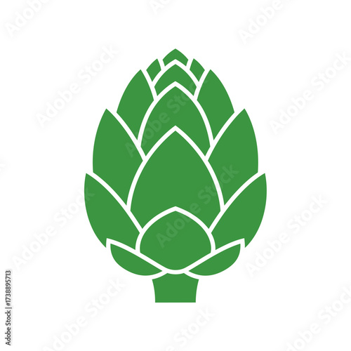 Elegant botanical representation of an artichoke with a verdant color palette on minimalist