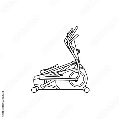 Minimalist Line Art Illustration of a Cardio Exercise Elliptical Machine for Fitness