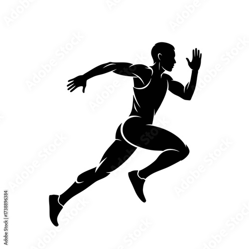 Dynamic sprinter silhouette showcases power and speed during athletic competition