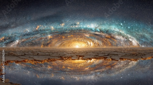 A very large galaxy with a very bright star