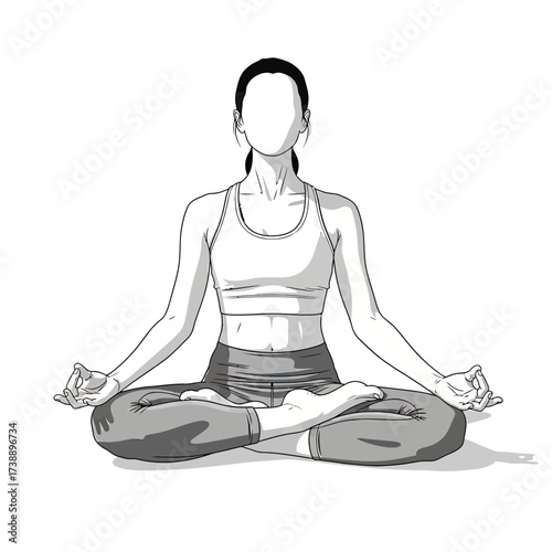 Serene yoga posture illustration for mindful wellness and holistic health lifestyle