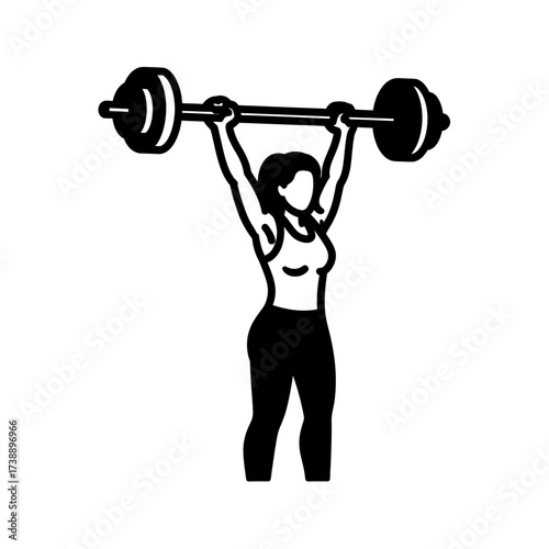 Powerful female lifter silhouette showcasing strength fitness and determination in monochrome style