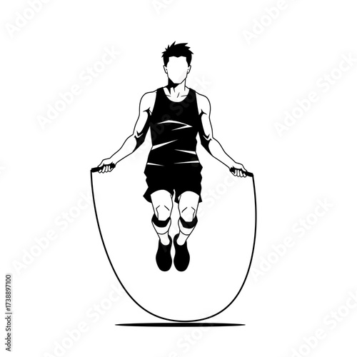 Dynamic vector illustration of a man skipping rope with focus on fitness and athleticism