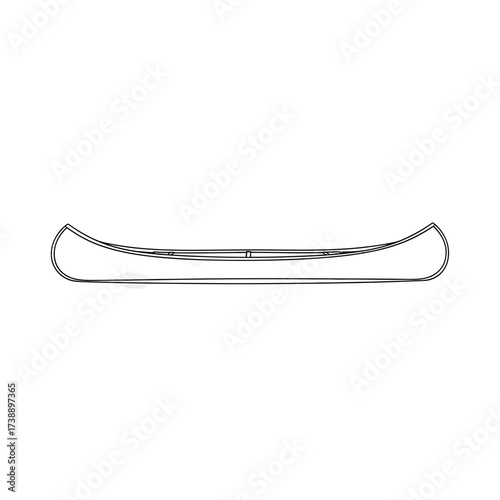 Simple minimalist canoe outline illustration on a white background rendering