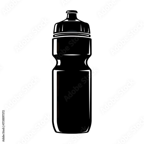 Sleek black hydration bottle illustration emphasizing active lifestyle and fitness symbol