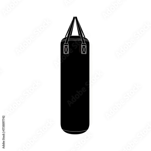 Sleek silhouette of a punching bag perfect for fitness and combat sports illustrations