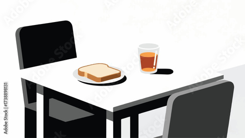 Bread and tea on the table Illustrator Artwork Banner Background Design Template 