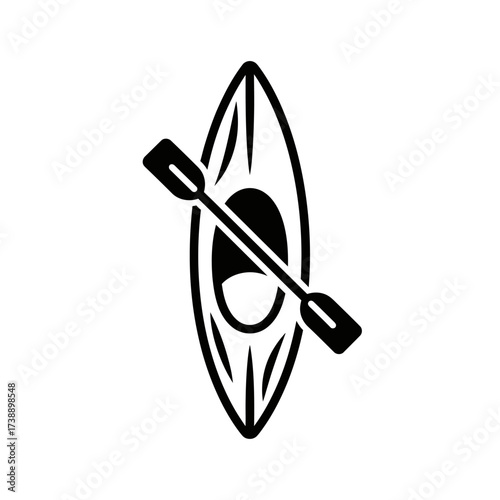 Sleek silhouette of a solo kayak with paddle promoting outdoor adventure exploration