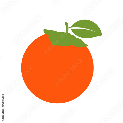 Abstract persimmon illustration showcasing simplicity and natural freshness of organic fruit