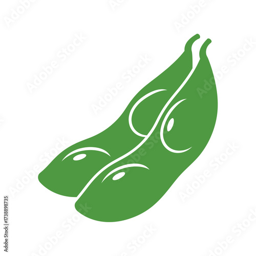 Simple stylized illustration of vibrant green edamame pods conveying natural food concept