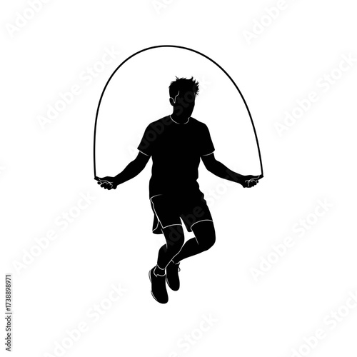 Dynamic silhouette of a person skipping rope capturing movement and fitness activity