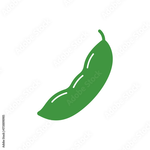 Simple green edamame pod illustration representing natural organic food and healthfulness