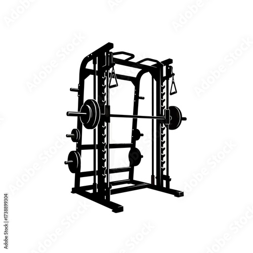 Silhouette illustration of smith machine for weightlifting exercise at the gym