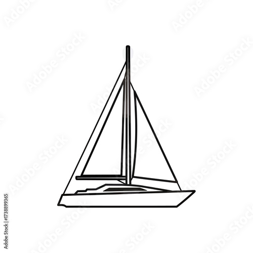 Minimalist sailboat illustration evoking maritime adventures and tranquil sea voyages