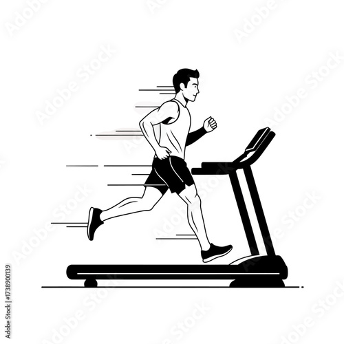 Dynamic treadmill workout: A streamlined illustration of athletic pursuit and fitness enthusiasm