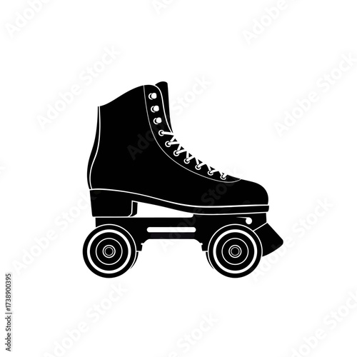 Silhouette of a classic roller skate, evoking nostalgia and vintage aesthetics ideal for skating