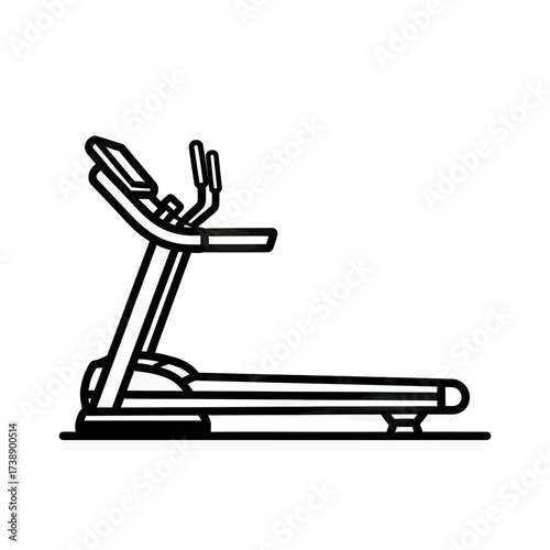 Sleek black and white treadmill illustration promotes fitness and active lifestyle