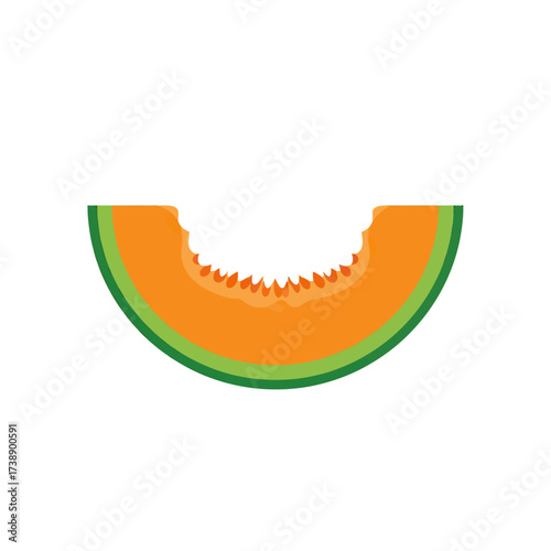 Minimalist melon slice depiction showcasing refreshing vibrant color and smooth texture