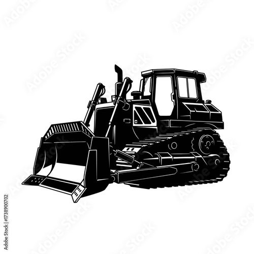 Bulldozer illustration conveying robust construction and powerful excavation machinery design