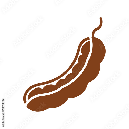 Elegant tamarind pod illustration exhibiting natural curves and brown hues showcasing rustic