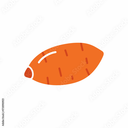 Whimsical sweet potato illustration with warm earthy tones against clean backdrop